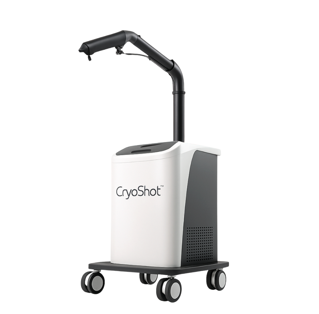 Appareil Cryoshot utilisé par By Meloun pour le détatouage laser, permettant de refroidir la peau et de réduire la douleur pendant la séance.